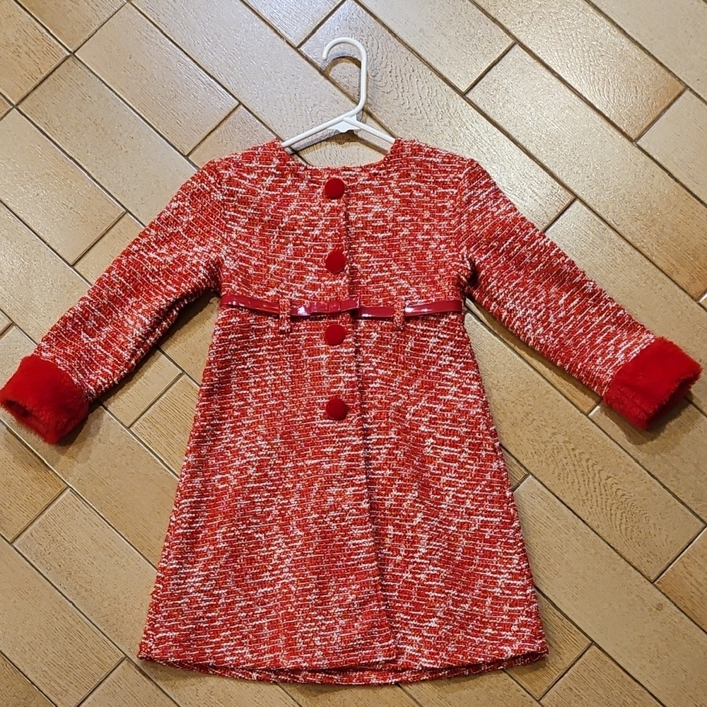 Blueberi Boulevard Red Tweed Coat